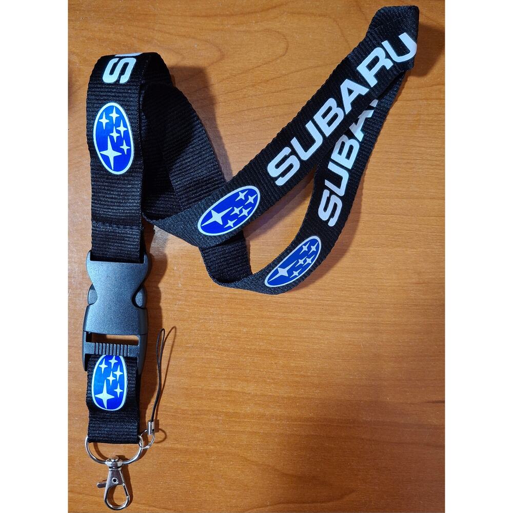 Subaru Logo Black Detachable Lanyard with Clip ID Badge